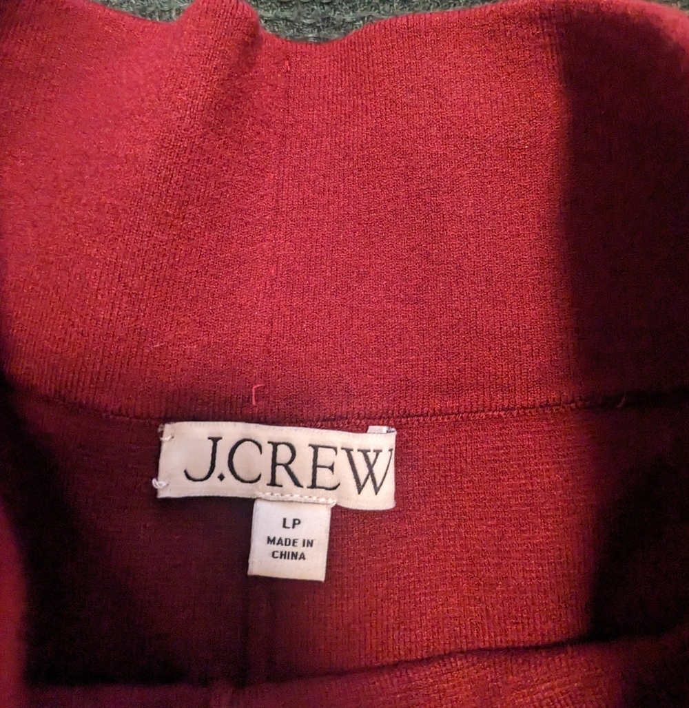 J Crew Delaney Kick Flare Sweater Knit Crop Pants Large Petite Burgundy - Picture 4 of 5